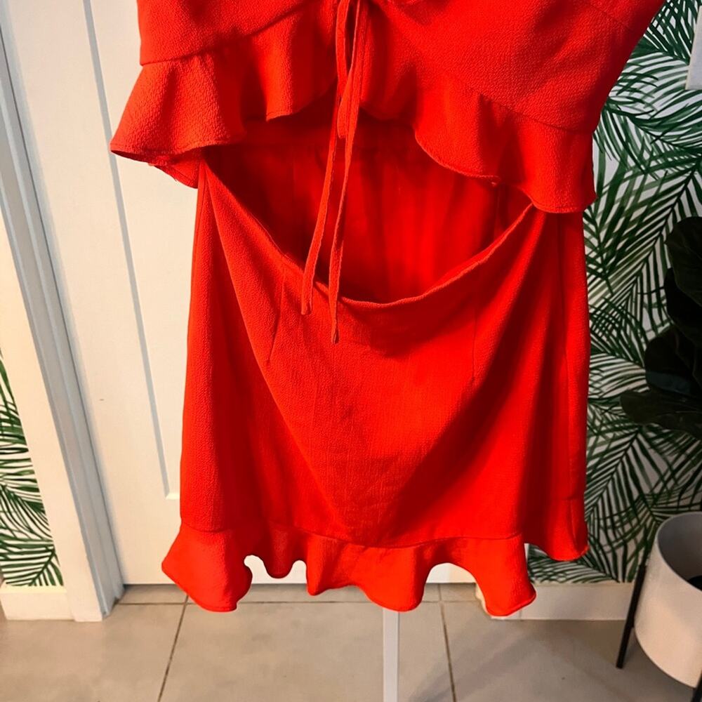 Superdown Red Mia Ruffle Tie Mini Dress Small - Picture 10 of 10